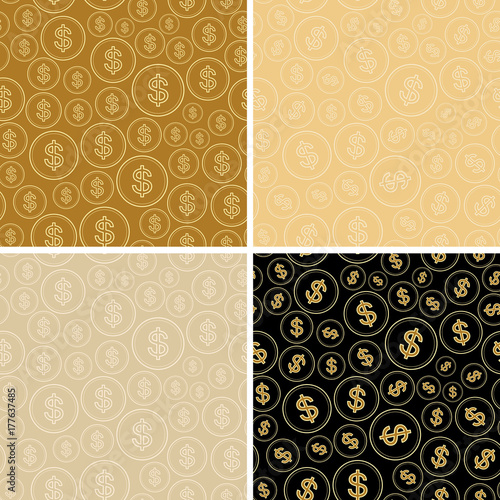 beige and black backgrounds with dollars - vector dollar seamless patterns