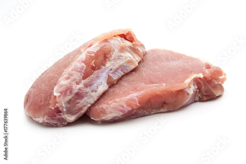 fresh pork chop isolated on white