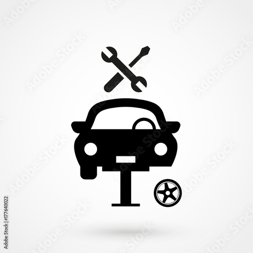 Car service icon. Simple black vector symbol. Logo for web. Image for business.