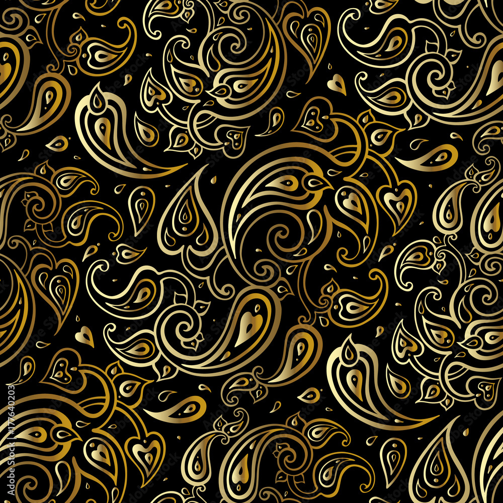Paisley Beautiful golden seamless background. Paisley Beautiful golden seamless background.