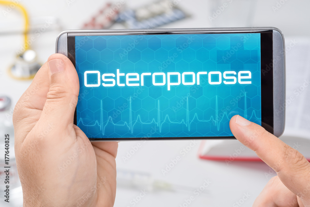 Smartphone mit dem Text Osteroporose auf dem Display Smartphone mit dem Text Osteroporose auf dem Display