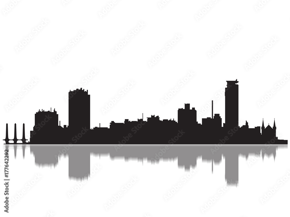Detailed Karachi Monuments Skyline Silhouette
