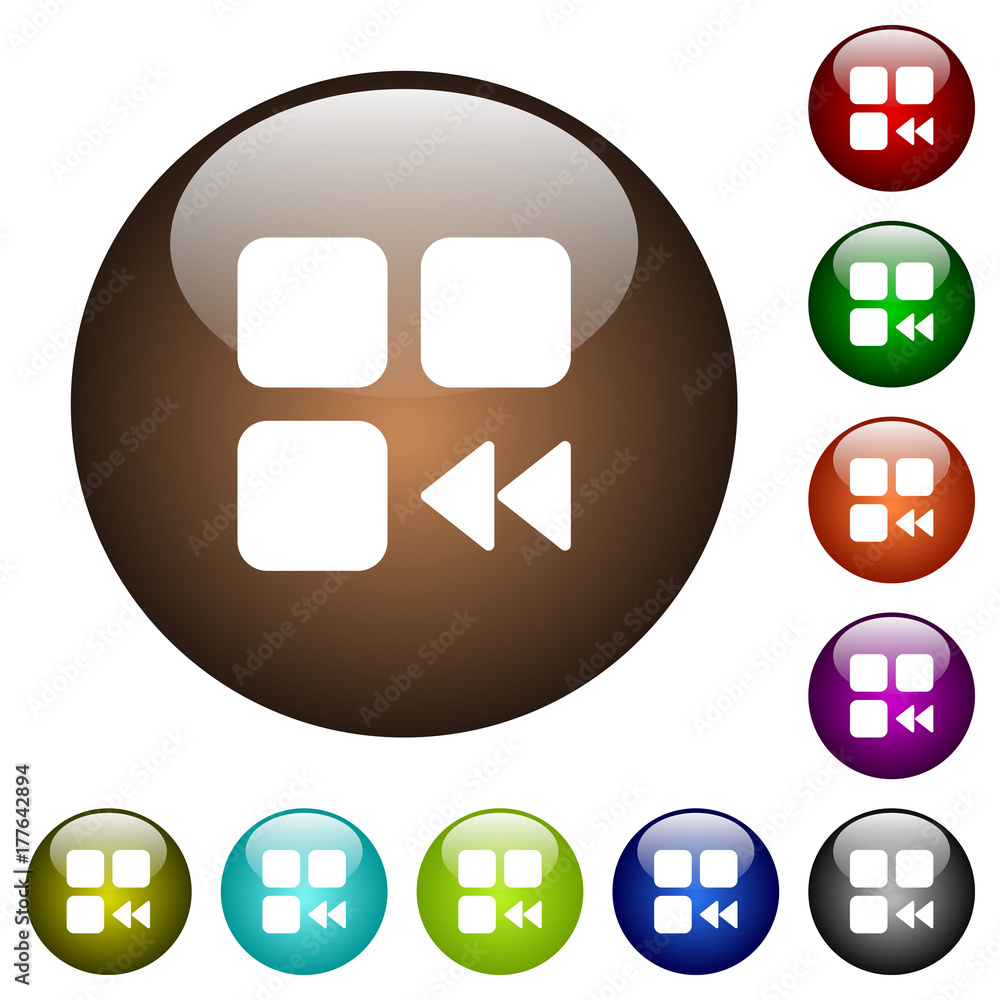Component fast backward color glass buttons Component fast backward color glass buttons
