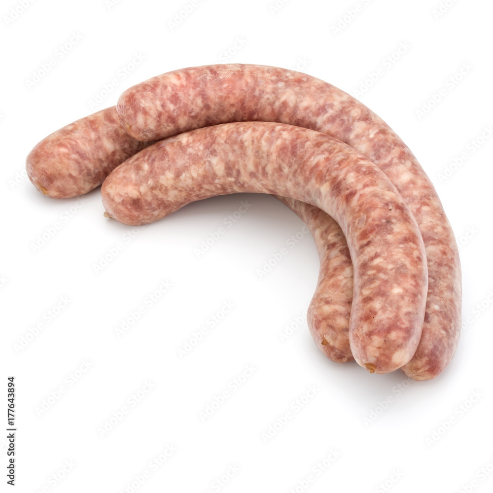 Raw sausage isolated on white background Raw sausage isolated on white background