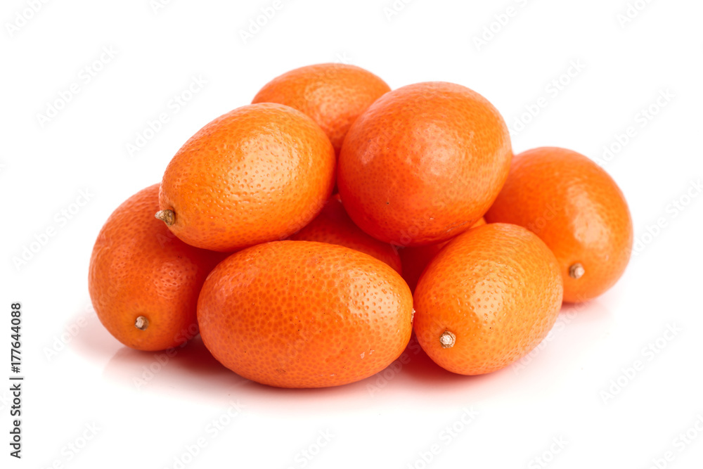Cumquat or kumquat isolated on white background close up Cumquat or kumquat isolated on white background close up
