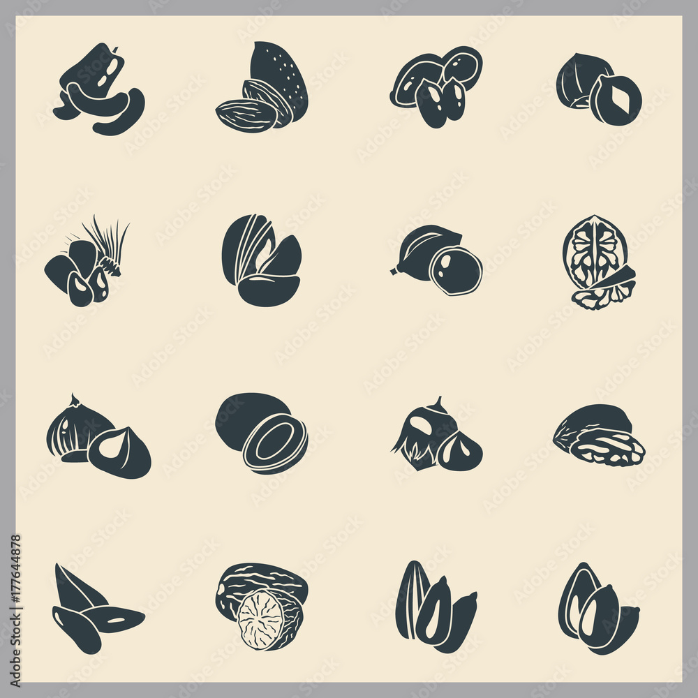 Nuts simple icons set