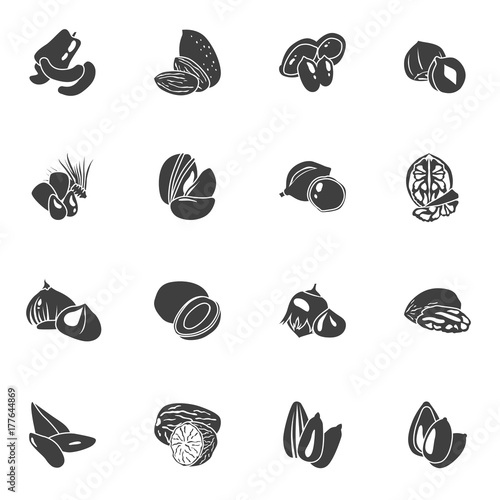 Nuts simple icons set