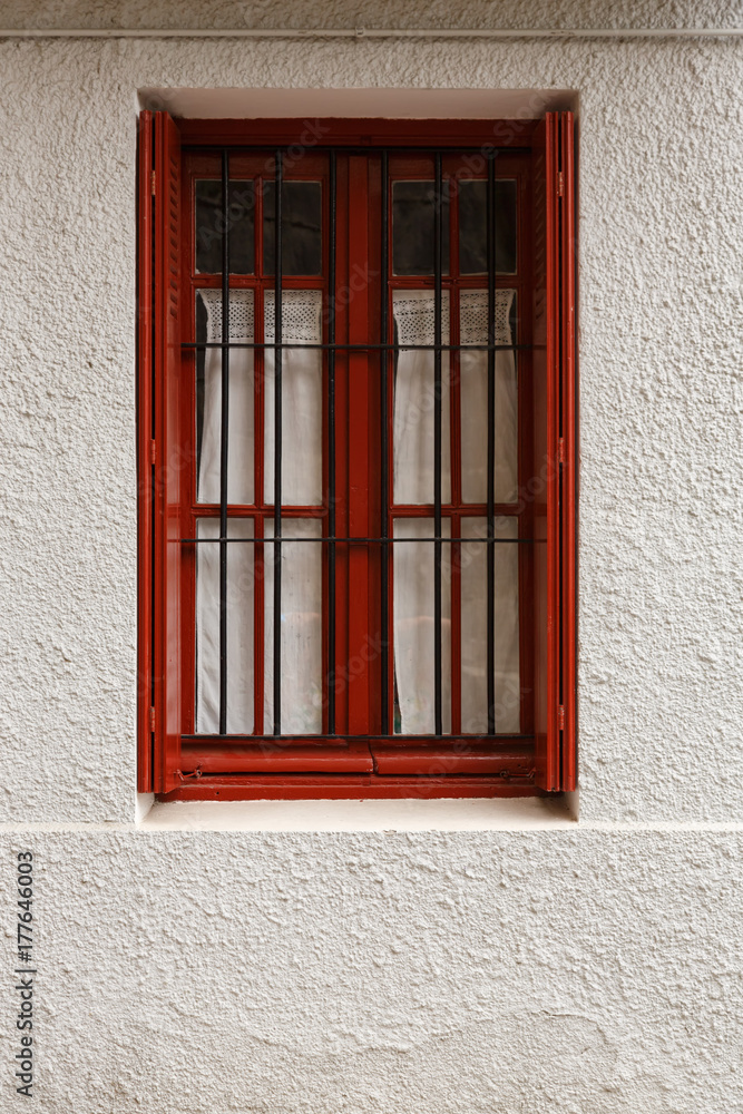 beautiful old wooden window of European style. beautiful old wooden window of European style.