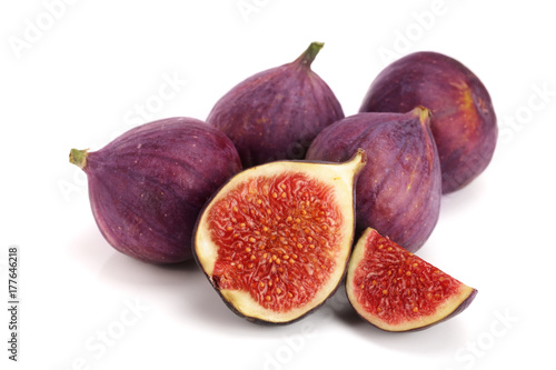 fig fruits with half isolated on white background