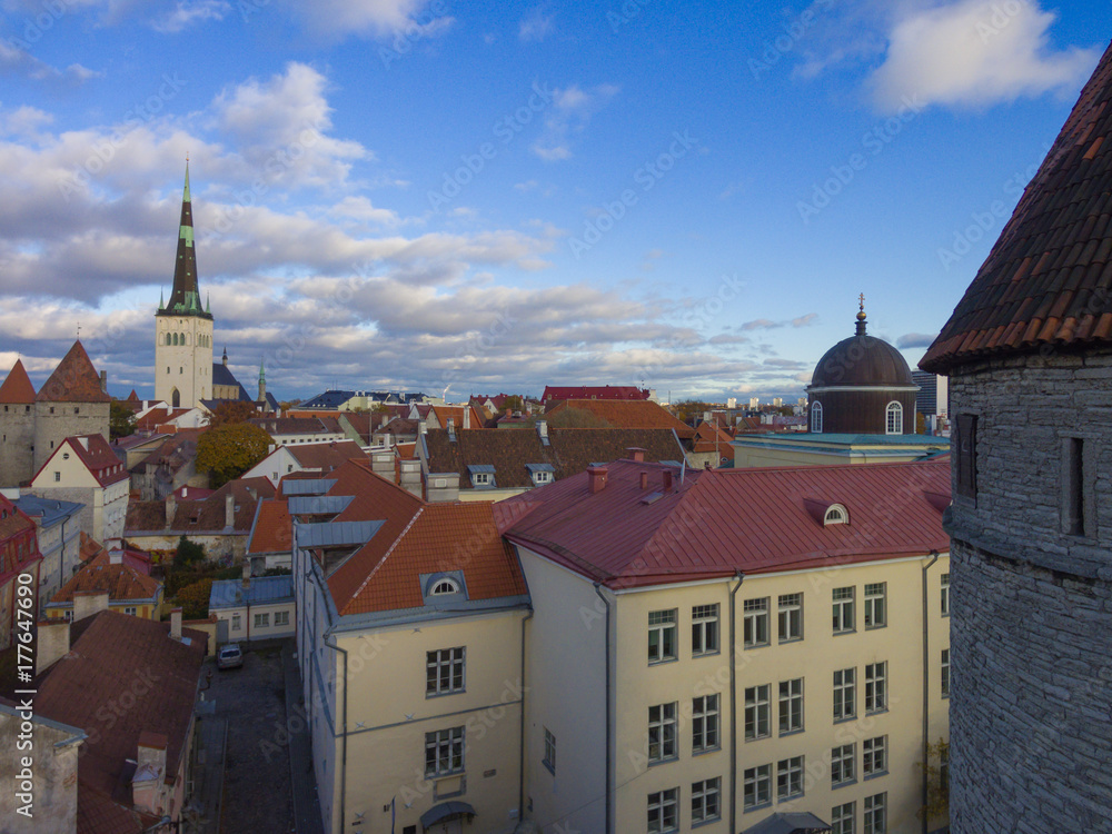Obraz premium Aerial view of the old town of Tallinn Estonia