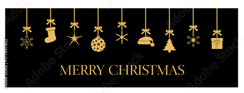 Weihnachten Banner Karte schwarz gold
