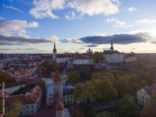 Aerial view of the old town of Tallinn Estonia