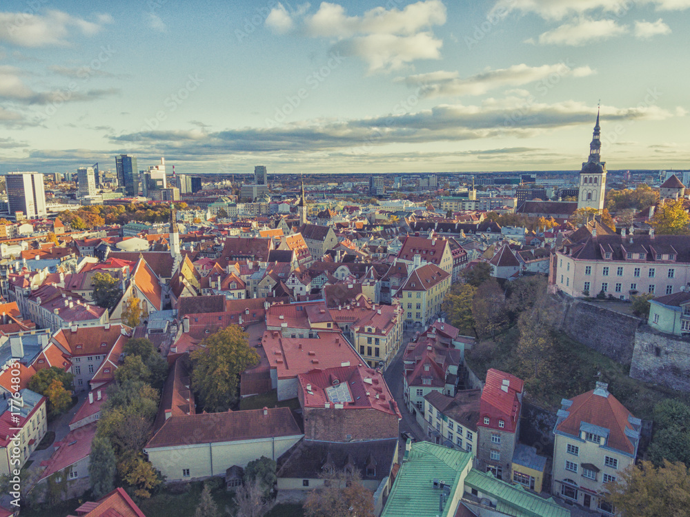 Obraz Aerial view of the old town of Tallinn Estonia