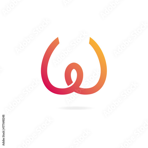 Letters W logo. Design template elements, ribbon