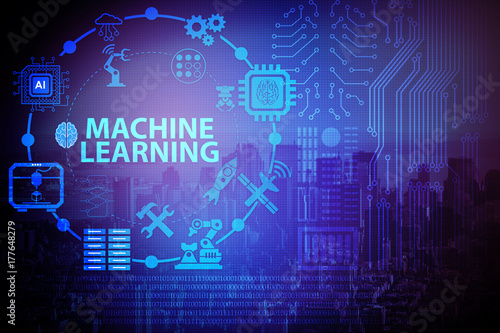 Concept of modern IT technology with machine learning photo