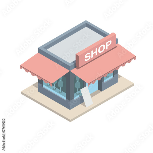 Isometric view of a Boutique Shop. Isolated. 