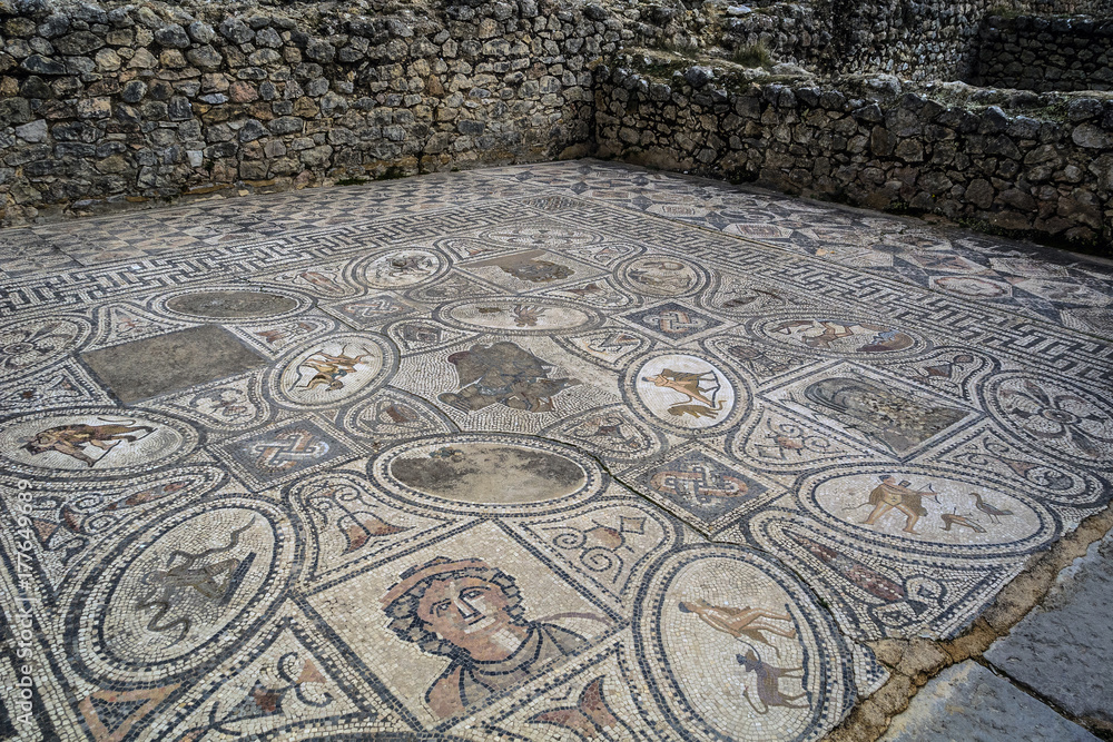 Morocco Volubilis Walili mosaic House of Orpheus goddess Hera