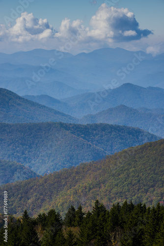 Blue Ridge Mountains Smoky Mountain National Park wide horizon landscape background layered hills and valleys