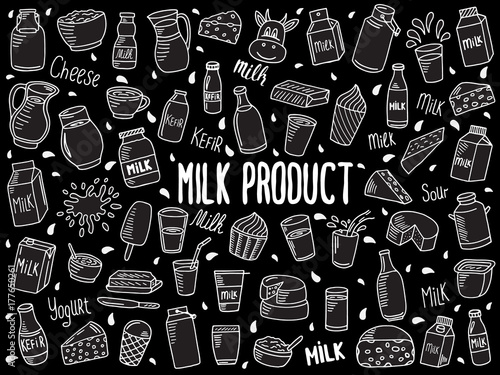 doodle illustration of milk products