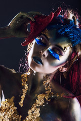 Fototapete Frauen Model mit kunstvoller Körperbemalung Studio  © kuzmichstudio