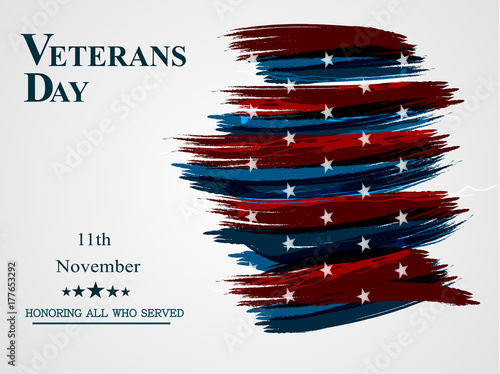 Banner of happy veterans day holiday flag sign illustration design over a white background.