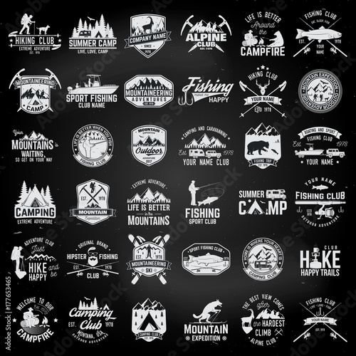 Set of extreme adventure badges. Concept for shirt or logo, print, stamp or tee.