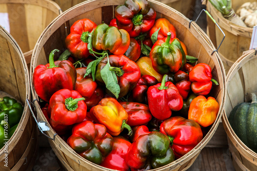 Basket with red peppers