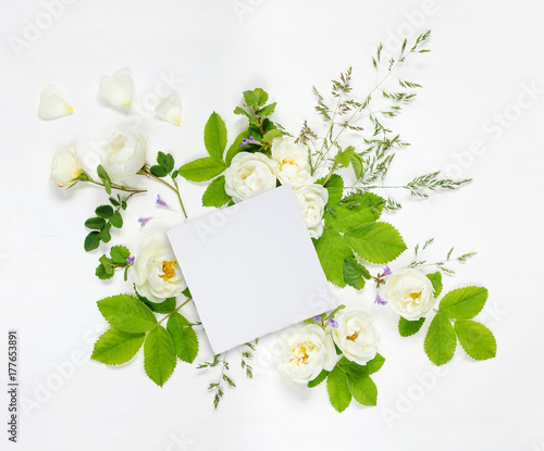 Composition with paper card...
