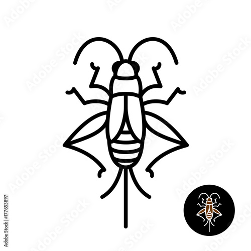 Cricket insect stylized logo. 