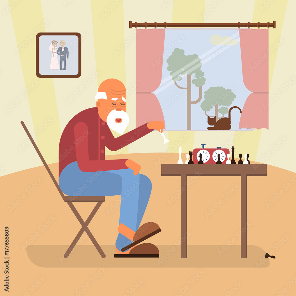 Fototapeta premium Retired age alone man