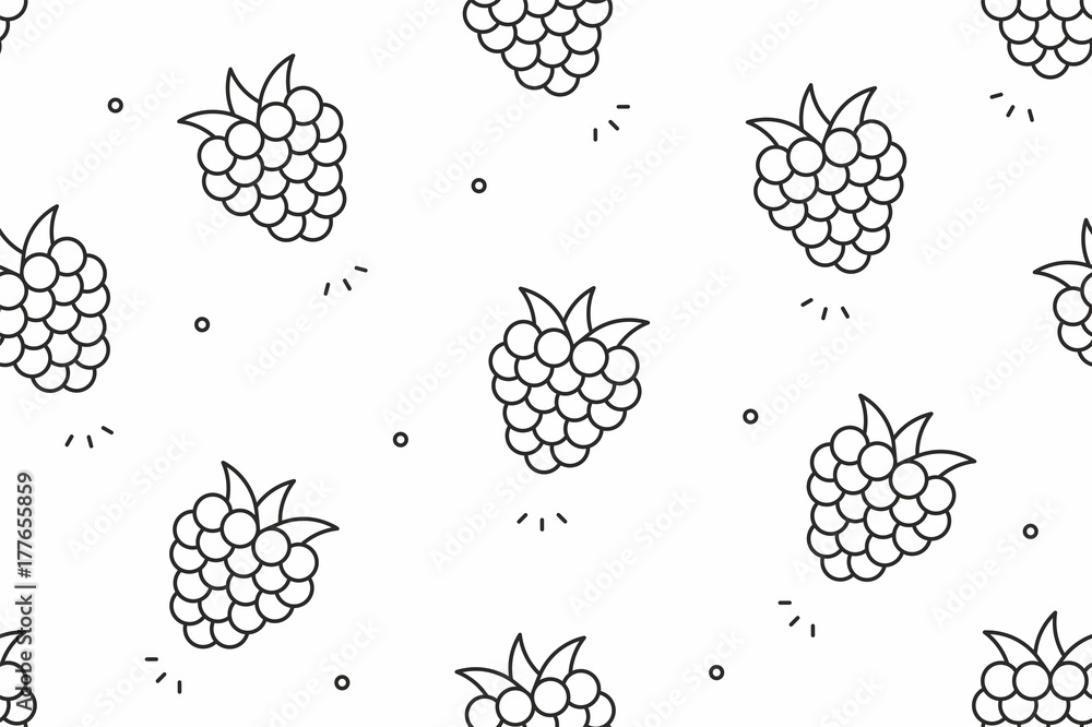 Raspberries seamless pattern. Vector illustration Raspberries seamless pattern. Vector illustration