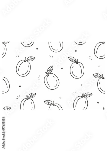 Plums seamless pattern. Vector illustration