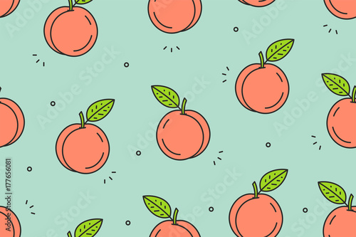 Peaches seamless pattern. Vector illustration