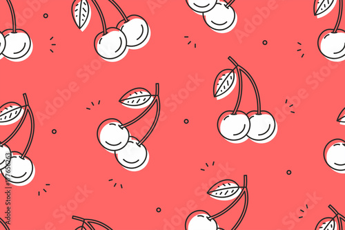 Cherry seamless pattern. Vector illustration
