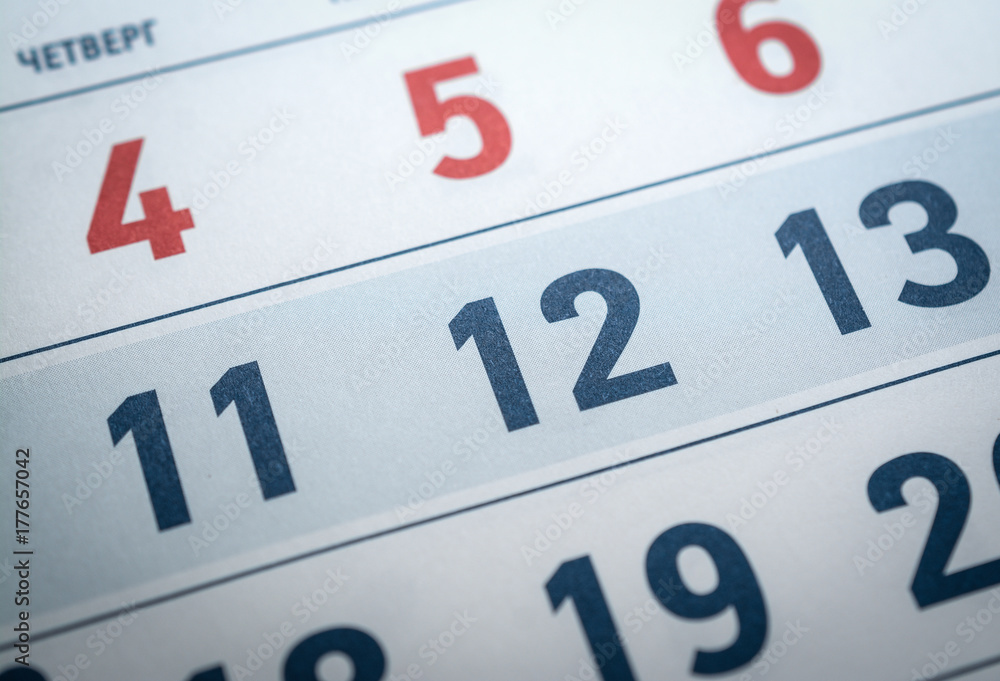 eleven, twelve calendar number. translate Thursday eleven, twelve calendar number. translate Thursday