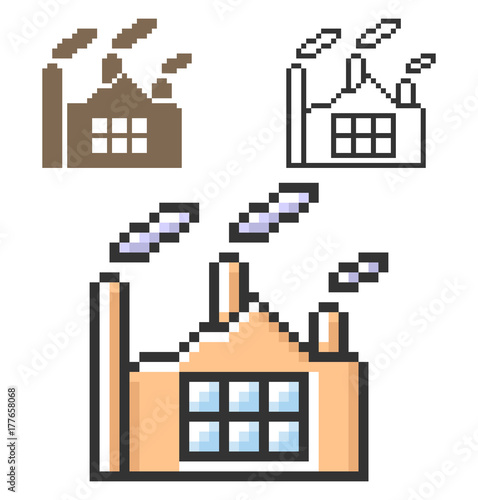 Pixel icon of plant in three variants. Fully editable