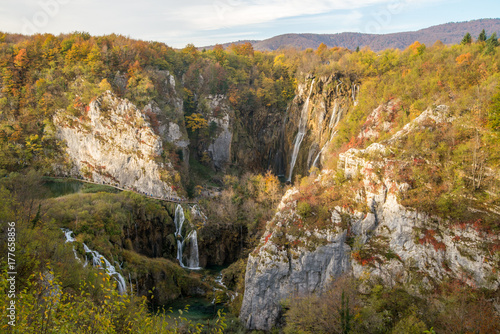 Scenic Plitvice national park in Croatia during autumn time © Olja