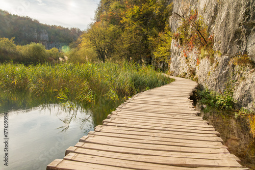 Scenic Plitvice national park in Croatia during autumn time