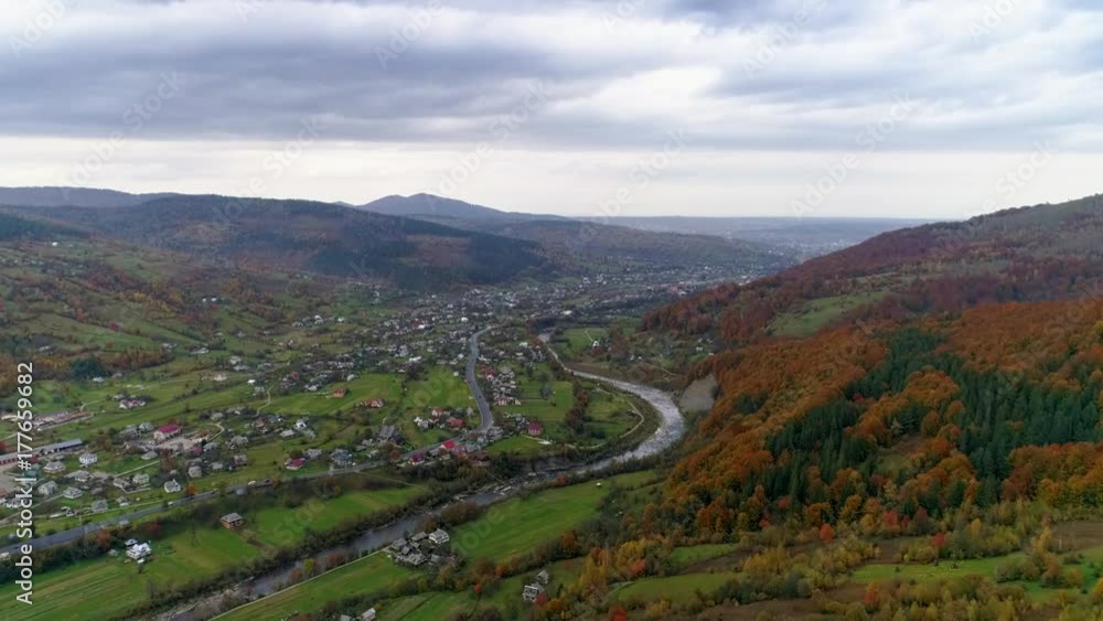 Aerial view of autumn Carpathians mountains Aerial view of autumn Carpathians mountains