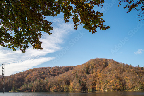 Scenic Plitvice lakes national park in Croatia during autumn time