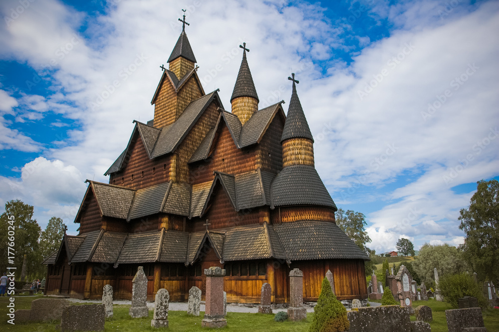 Ancient wooden church of 1200 d.c. located in the south of Norway Ancient wooden church of 1200 d.c. located in the south of Norway