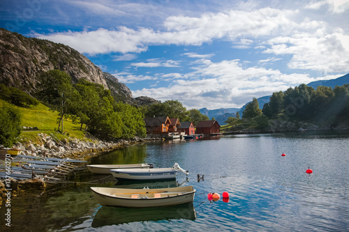 Calm and relaxing landscape in a fjord photo