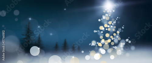 Weihnachtskarte mit Christbaum aus Licht