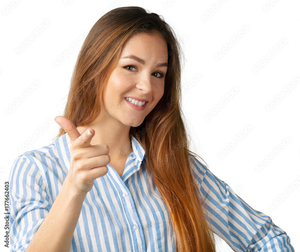 Portrait of happy woman isolated over white background Portrait of happy woman isolated over white background