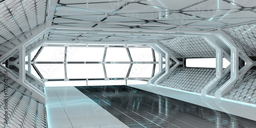 Fototapeta Naklejka Na Ścianę i Meble -  Spaceship bright interior 3D rendering