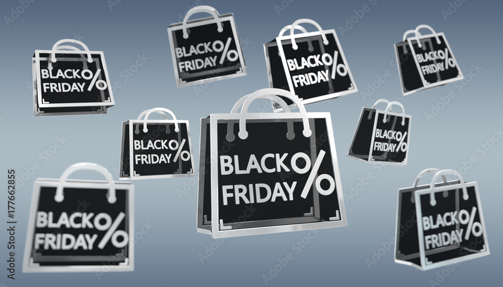 Black Friday sales digital icons 3D rendering