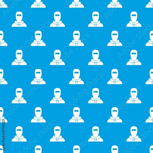 Man in balaclava pattern seamless blue