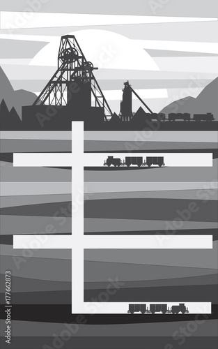 Mine for ore extraction, vector illustration