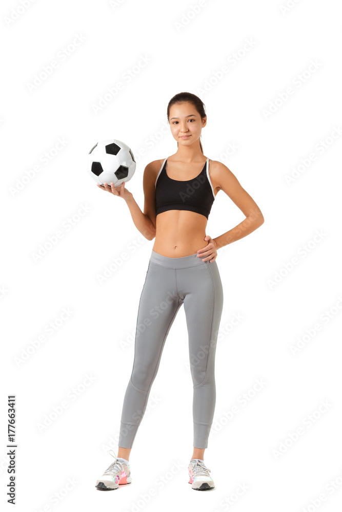 young woman playing with a soccer ball young woman playing with a soccer ball
