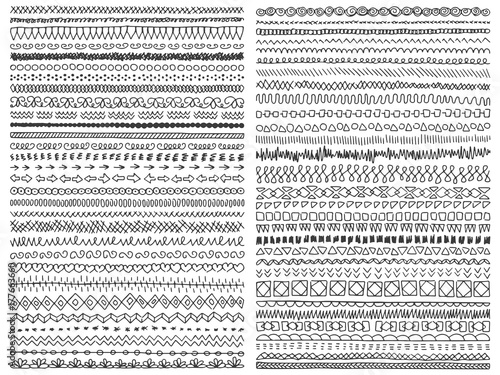 Border doodle set frames ornament dividers black white